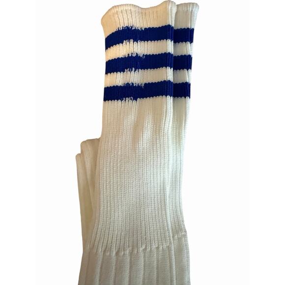 VTG 80s Tube Nylon Socks Football Basketball Soccer Blue Stripe Size 10-13 NWT - Picture 2 of 8